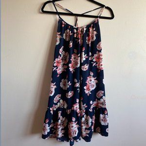 Aqua Open Back Floral Shift Dress Size Med